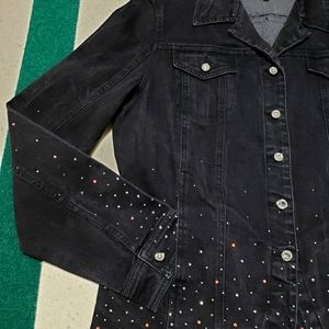 CHRISTINE ALEXANDER CRYSTAL BLACK DENIM JACKET
